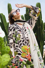 MARIA.B-3PC LAWN DIGITAL PRINTED EMB SHIRT WITH SILK PRINTED DUPATTA AND DYED TROUSER-ADR-047