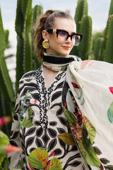 MARIA.B-3PC LAWN DIGITAL PRINTED EMB SHIRT WITH SILK PRINTED DUPATTA AND DYED TROUSER-ADR-047