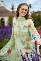 MARIA.B-3PC LAWN DIGITAL PRINTED EMB SHIRT WITH SILK PRINTED DUPATTA AND PRINTED TROUSER-ADR-013