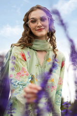 MARIA.B-3PC LAWN DIGITAL PRINTED EMB SHIRT WITH SILK PRINTED DUPATTA AND PRINTED TROUSER-ADR-013