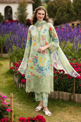 MARIA.B-3PC LAWN DIGITAL PRINTED EMB SHIRT WITH SILK PRINTED DUPATTA AND PRINTED TROUSER-ADR-013