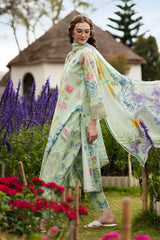 MARIA.B-3PC LAWN DIGITAL PRINTED EMB SHIRT WITH SILK PRINTED DUPATTA AND PRINTED TROUSER-ADR-013