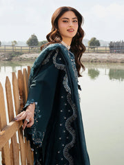 IZEL-3PC LAWN EMBROIDERED SHIRT WITH KHAADI NET EMBROIDERED DUPATTA AND TROUSER-ADR-4822