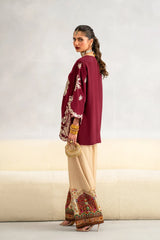 ETHNC-2PC-RAW SILK EMBROIDERED SHIRT AND SHAMOZ SILK PRINTED TROUSER-ADR-15117