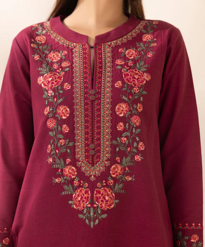 SAPPHIRE- 3PC DHANAK EMBROIDERED SHIRT WITH WOOL PRINT SHAWL AND TROUSER-ADR-3380