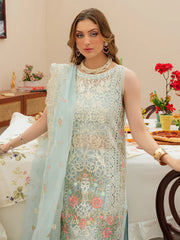 MAHNUR-3PC LAWN CHIKANKAARI EMBROIDERED SHIRT WITH KHAADI NET EMBROIDERED DUPATTA AND TROUSER -ADR-4749