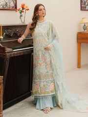 MAHNUR-3PC LAWN CHIKANKAARI EMBROIDERED SHIRT WITH KHAADI NET EMBROIDERED DUPATTA AND TROUSER -ADR-4749