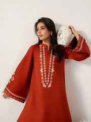 IZEL-2PC DHANAK EMBROIDERED SHIRT WITH DHANAK EMBROIDERED TROUSER-ADR-