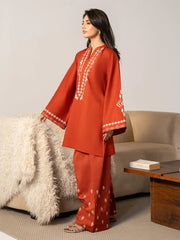IZEL-2PC DHANAK EMBROIDERED SHIRT WITH DHANAK EMBROIDERED TROUSER-ADR-