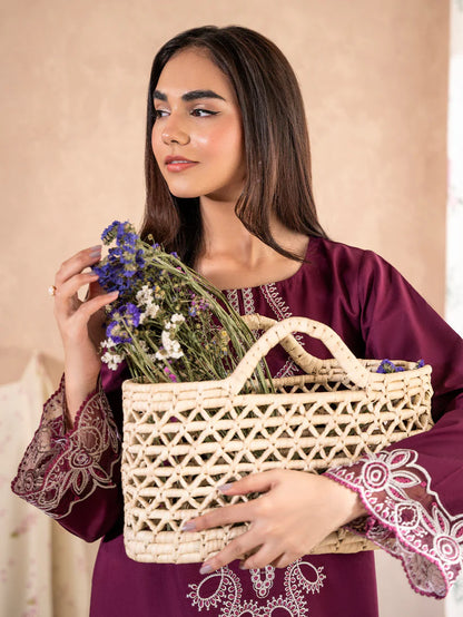 IZEL-2PC DHANAK EMBROIDERED SHIRT WITH DHANAK TROUSER-ADR-104