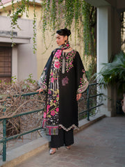 MAHNUR-3PIECE LAWN EMBROIDERED SHIRT WITH CHIFFON PRINTED DUPATTA AND TROUSER-ADR-4854
