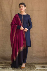 DYOT - 3PC DHANAK EMBROIDERED SHIRT WITH WOOL PRINT SHAWL -ADR-3176