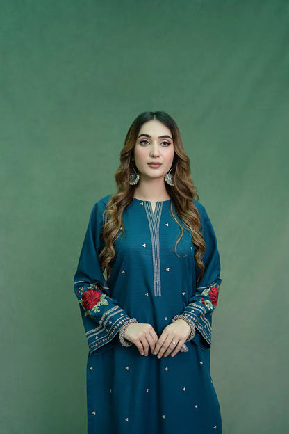 URGE-2PC DHANAK EMBROIDRED SHIRT WITH AND EMBROIDRED TROUSER-ADR-101