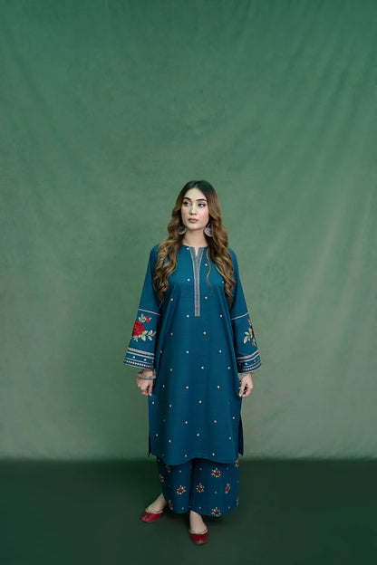URGE-2PC DHANAK EMBROIDRED SHIRT WITH AND EMBROIDRED TROUSER-ADR-101