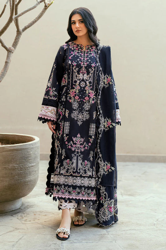 FLORENT-3PC DHANAK EMBROIDERED SHIRT WITH CHIFFON EMBROIDERED DUPATTA & TROUSER-ADR-4229