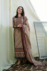 FLORENT-3PC DHANAK EMBROIDERED SHIRT WITH DHANAK SHAWL AND TROUSER-ADR-4148