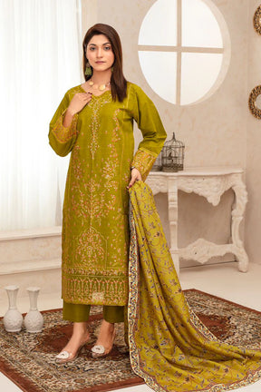 ADR -WINTER COTTON 3PC EMBROIDERED SHIRT WITH DORIA PRINTED SHAWL-ADR-2002