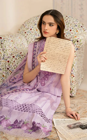 ASIFA NABEEL-3PC LAWN EMBROIDERED SHIRT WITH MONARK PRINTED DUPATTA AND TROUSER-ADR-3756