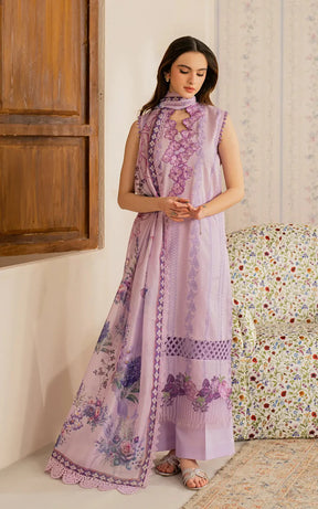 ASIFA NABEEL-3PC LAWN EMBROIDERED SHIRT WITH MONARK PRINTED DUPATTA AND TROUSER-ADR-3756