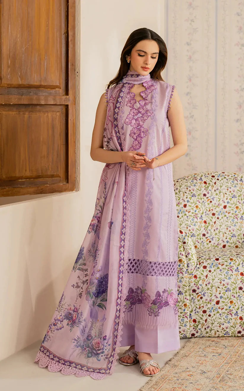 ASIFA NABEEL-3PC LAWN EMBROIDERED SHIRT WITH MONARK PRINTED DUPATTA AND TROUSER-ADR-3756