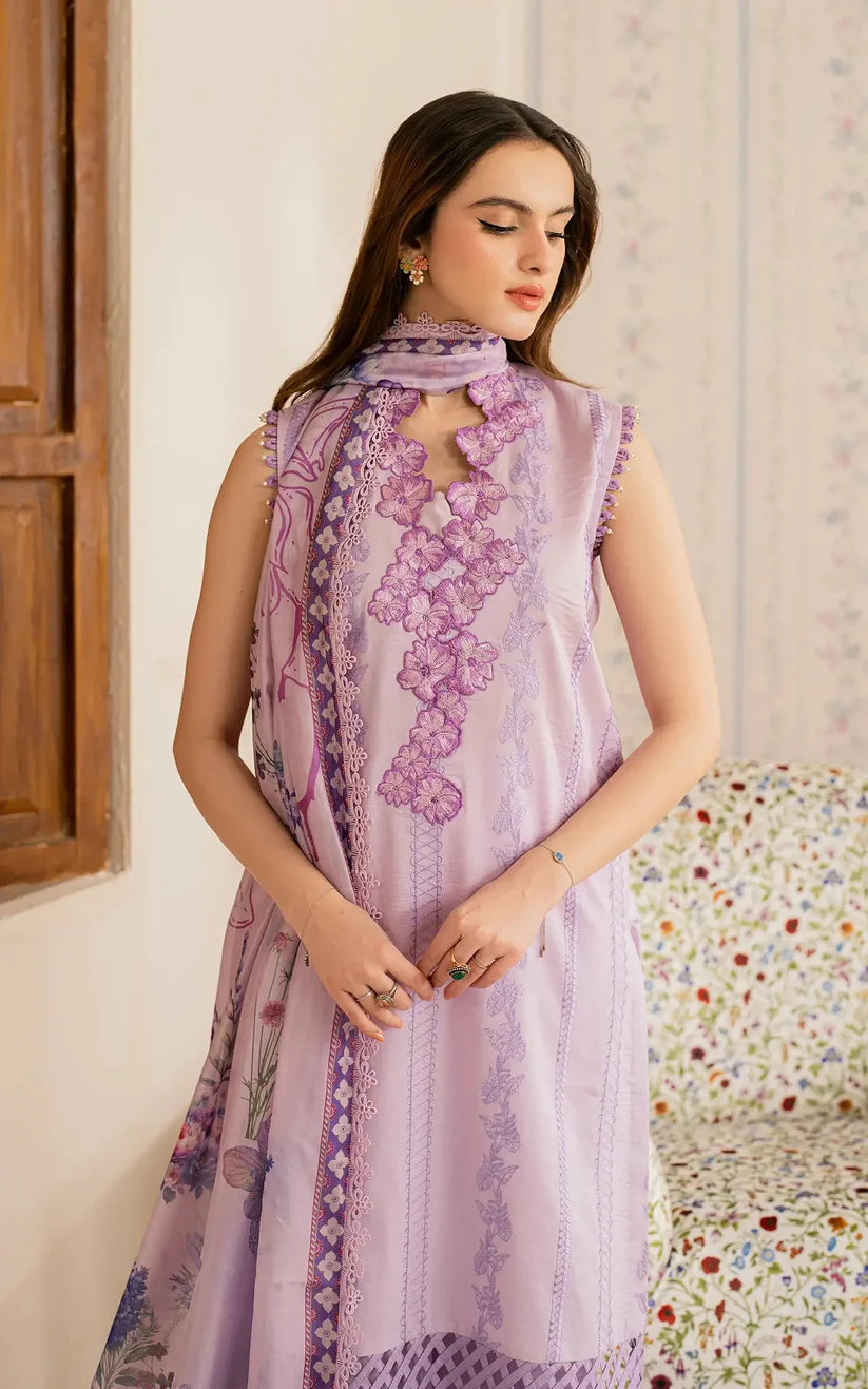 ASIFA NABEEL-3PC LAWN EMBROIDERED SHIRT WITH MONARK PRINTED DUPATTA AND TROUSER-ADR-3756
