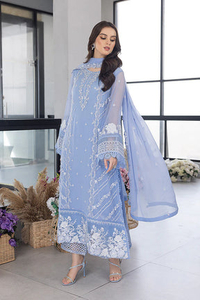 AZURE - 3PC ORGANZA EMBROIDERED LAWN SHIRT WITH ORGANZA EMBROIDERED DUPATTA AND TROUSER-2618