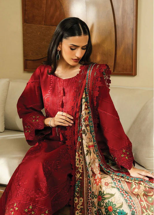 BATIK-3PC DHANAK EMBROIDERED SHIRT WITH COUTRAI WOOL PRINTED SHAWL AND TROUSER-ADR-4138