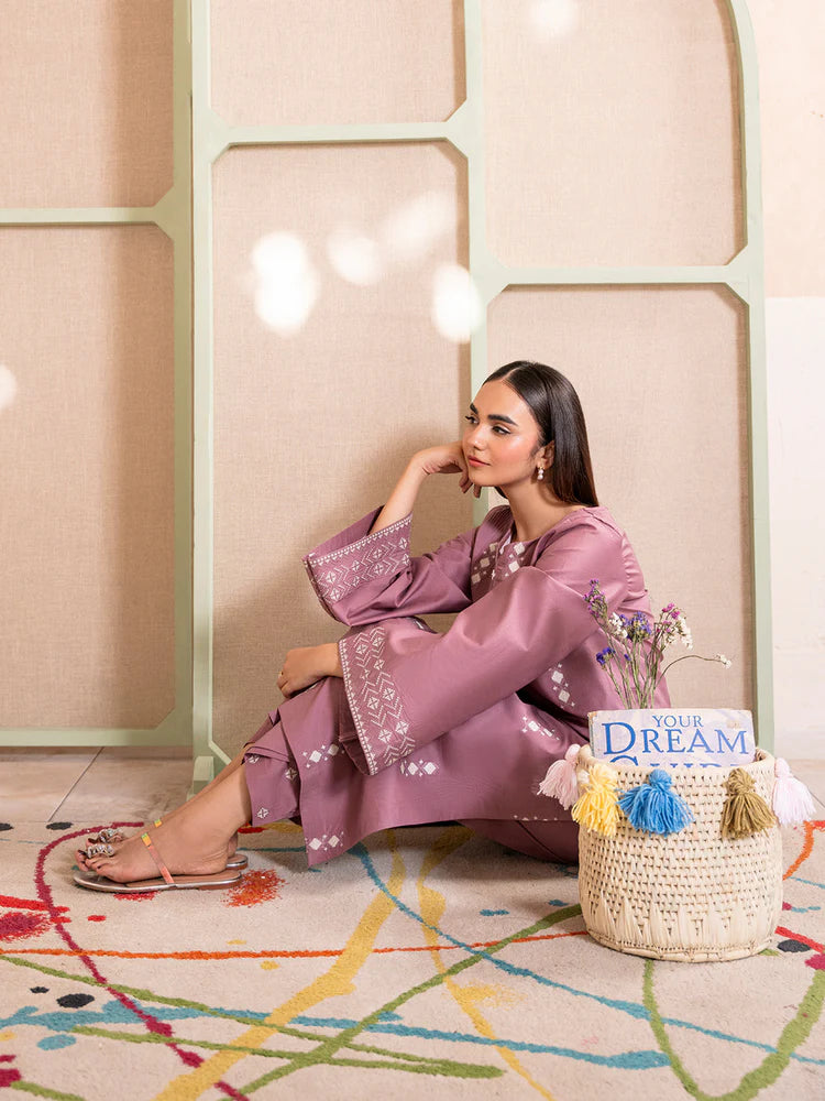 IZEL-2PC DHANAK EMBROIDERED SHIRT WITH DHANAK EMBROIDERED TROUSER-ADR-103