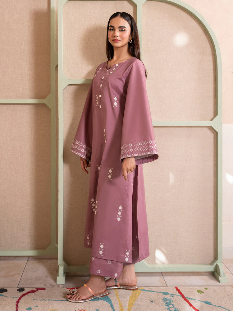IZEL-2PC DHANAK EMBROIDERED SHIRT WITH DHANAK EMBROIDERED TROUSER-ADR-103