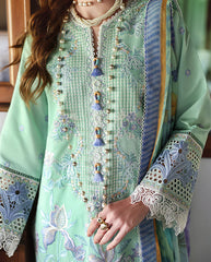MUSHQ-3PC DHANAK HEAVY EMBROIDERED SHIRT WITH WOOL PRINTED DUPATTA AND TROUSER-ADR-5084