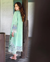 MUSHQ-3PC LAWN HEAVY EMBROIDERED SHIRT WITH SILK PRINTED DUPATTA AND TROUSER-ADR-4909