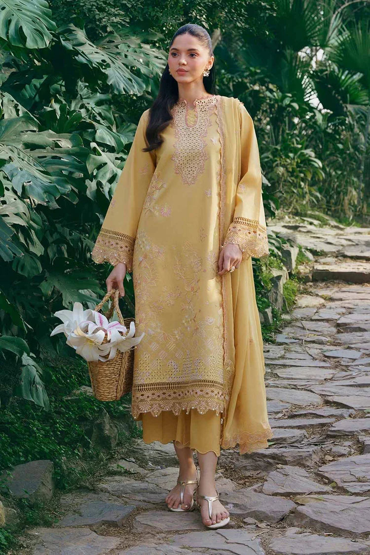 GARNET-3PC LAWN EMBROIDERED SHIRT WITH ORGANZA EMB EMBROIDERED DUPATTA AND TROUSER-ADR-4831