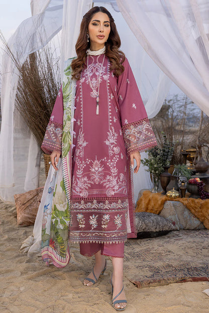 IZEL - 3PC DHANAK EMBROIDERED SHIRT WITH COUTURE SHAWAL AND TROUSER-ADR-4051