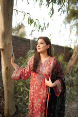 ANEELAS-3PC LAWN PRINTED SHIRT WITH SILK PRINTED DUPATTA AND TROUSER-ADR-048