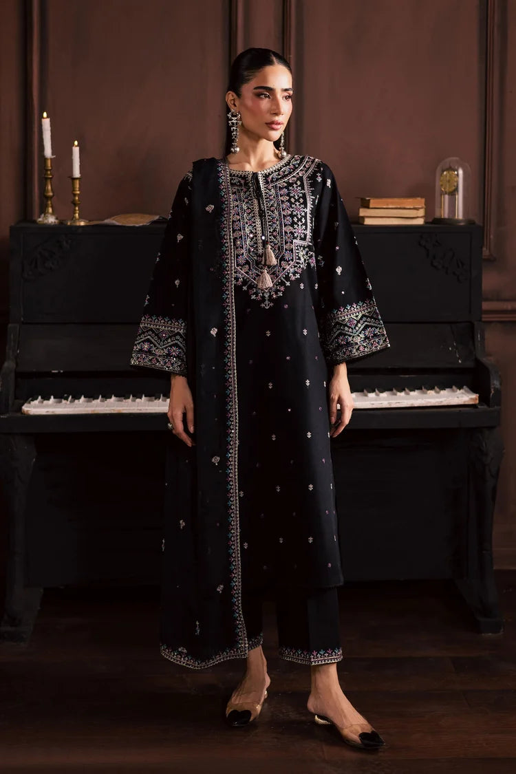 BATIK-3PC DHANAK EMBROIDERED SHIRT WITH CHIFFON EMBROIDERED DUPATTA AND EMB TROUSER-ADR-5194