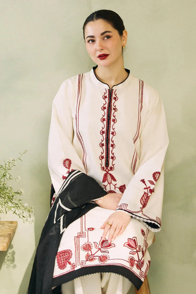 ZAHRA SHAHJAHAN- 3PC LAWN EMBROIDERED SHIRT WITH BAMBER CHIFFON PRINT DUPATTA-ADR-2738