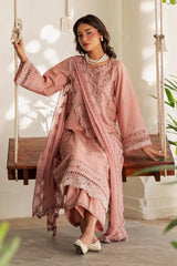 BATIK-3PC LAWN EMBROIDERED SHIRT WITH KHADDI NET EMBROIDERED DUPATTA AND EMB TROUSER-ADR-4743