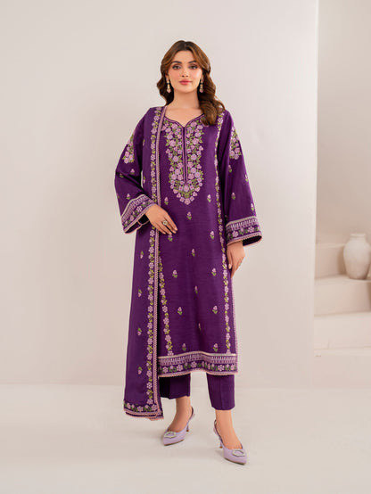 GARNET-3PC LAWN EMBROIDERED SHIRT WITH CHIFFON EMBROIDERED DUPATTA AND TROUSER-ADR-3613