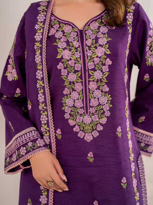 GARNET-3PC LAWN EMBROIDERED SHIRT WITH CHIFFON EMBROIDERED DUPATTA AND TROUSER-ADR-3613