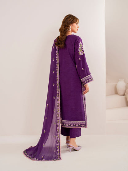 GARNET-3PC LAWN EMBROIDERED SHIRT WITH CHIFFON EMBROIDERED DUPATTA AND TROUSER-ADR-3613