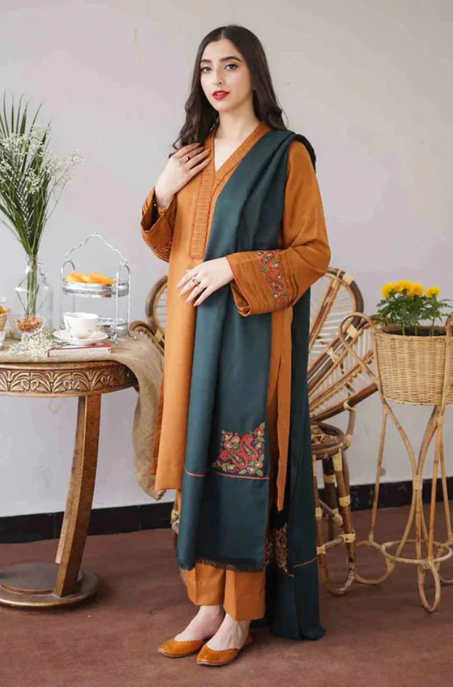 AISLING 3PC DHANAK EMBROIDERED WITH DHANAK EMBROIDERED SHAWL-ADR-3145