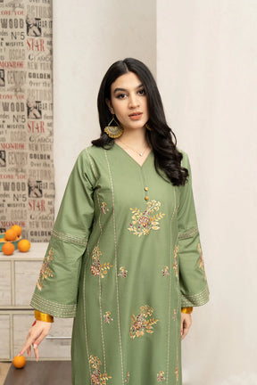 URGE- 3PC DHANAK EMBROIDERED SHIRT WITH COUTURE PRINT SHAWL AND EMB TROUSER-ADR-3222