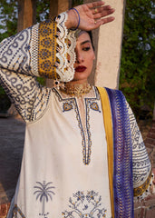 HUSSAIN REHAR-3PC KHADDAR HEAVY EMBROIDERED SHIRT WITH COURTRAI WOOL PRINT SHAWL AND TROUSER-ADR-4094