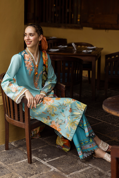 MUSHQ-3PC LAWN PRINTED SHIRT WITH CHIFFON PRINT DUPATTA AND PRINT TROUSER-ADR-2507