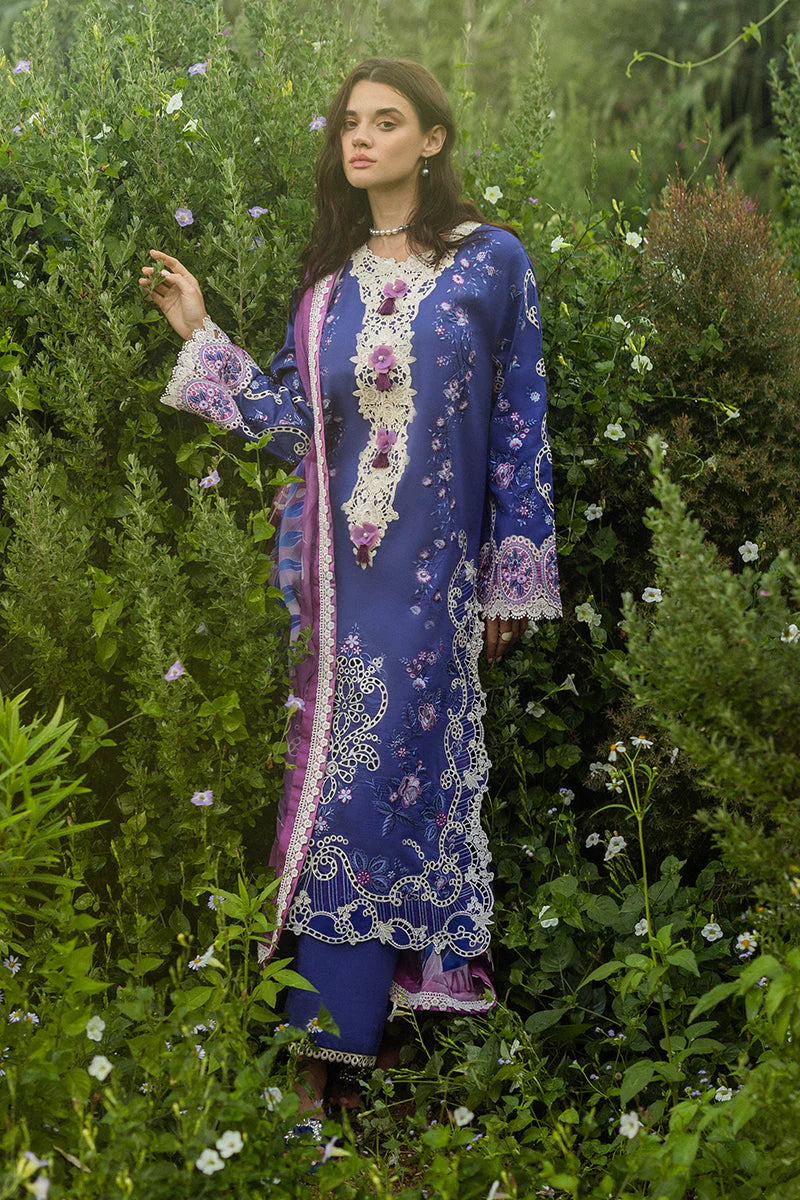 MUSHQ-3PC LAWN EMBROIDERED SHIRT WITH CHIFFON PRINT DUPATTA & TROUSER-ADR-3734