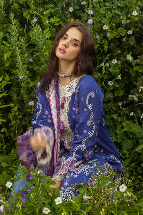 MUSHQ-3PC LAWN EMBROIDERED SHIRT WITH CHIFFON PRINT DUPATTA & TROUSER-ADR-3734