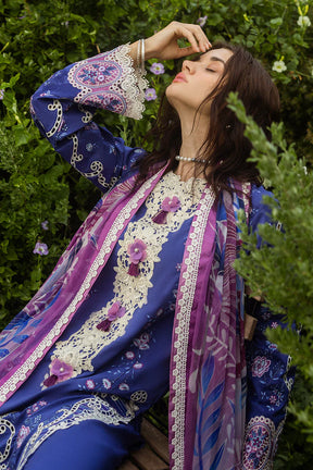 MUSHQ-3PC LAWN EMBROIDERED SHIRT WITH CHIFFON PRINT DUPATTA & TROUSER-ADR-3734