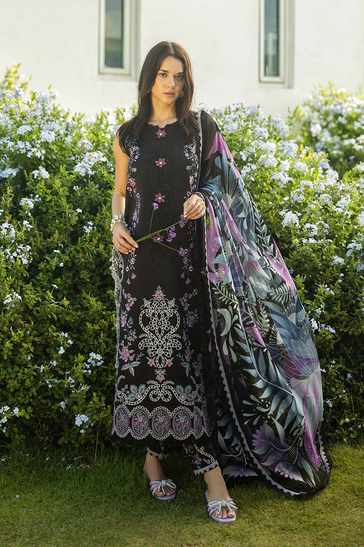 MUSHQ-3PC LAWN EMBROIDERED SHIRT WITH CHIFFON PRINT DUPATTA & TROUSER-ADR-3733