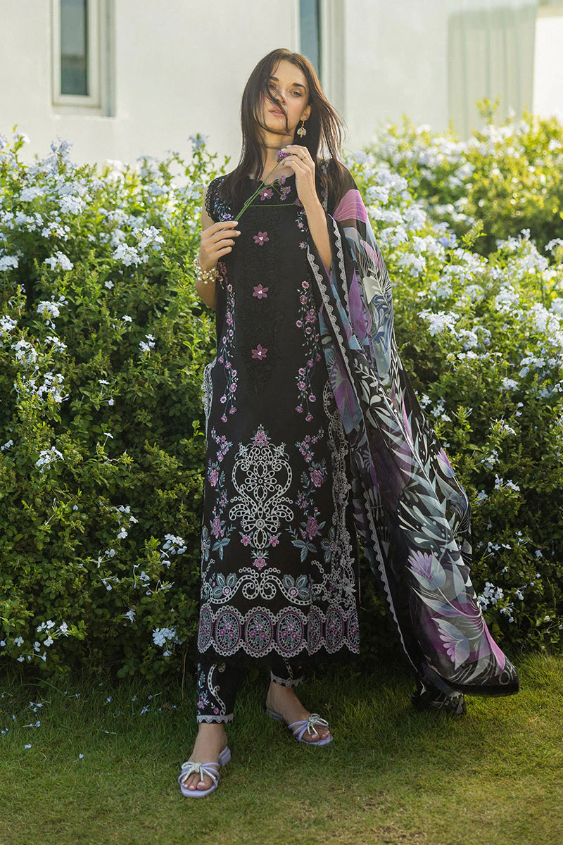 MUSHQ-3PC LAWN EMBROIDERED SHIRT WITH CHIFFON PRINT DUPATTA & TROUSER-ADR-3733
