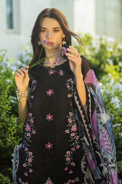 MUSHQ-3PC LAWN EMBROIDERED SHIRT WITH CHIFFON PRINT DUPATTA & TROUSER-ADR-3733